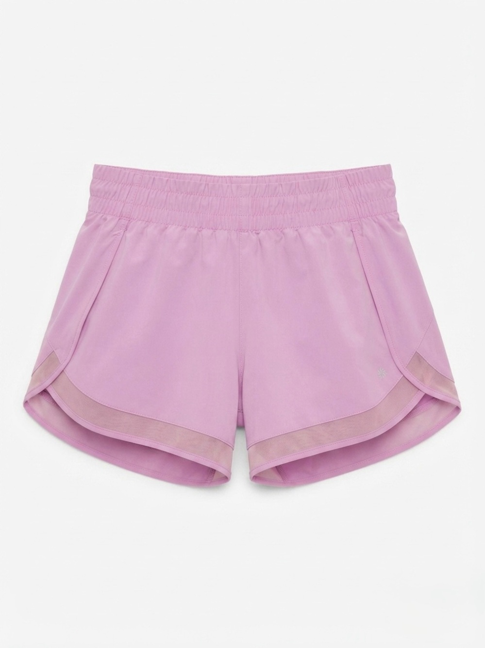 Athleta Lilac Purple Running Shorts Mesh Hem Zip Pocket Size Small
